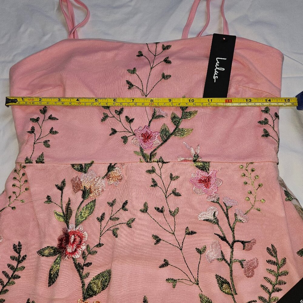 Lulus Blooming For Love Pink Floral Embroidered Midi Dress - NWT, Size Small - Picture 3 of 11
